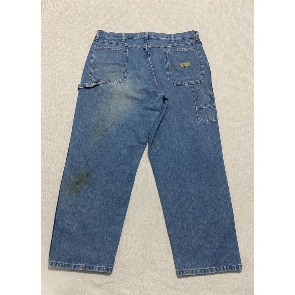 Wrangler Hero Carpenter Jeans Mens 40x30 Blue Denim Workwear Stained Distressed